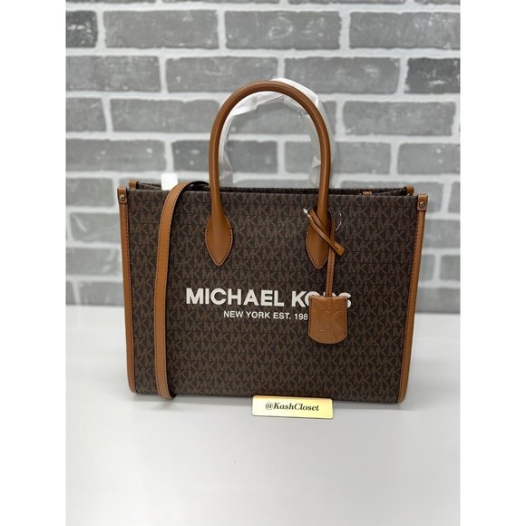 Michael Kors MK Mirella Medium EW Tote - Brown Multi - Picture 1 of 9